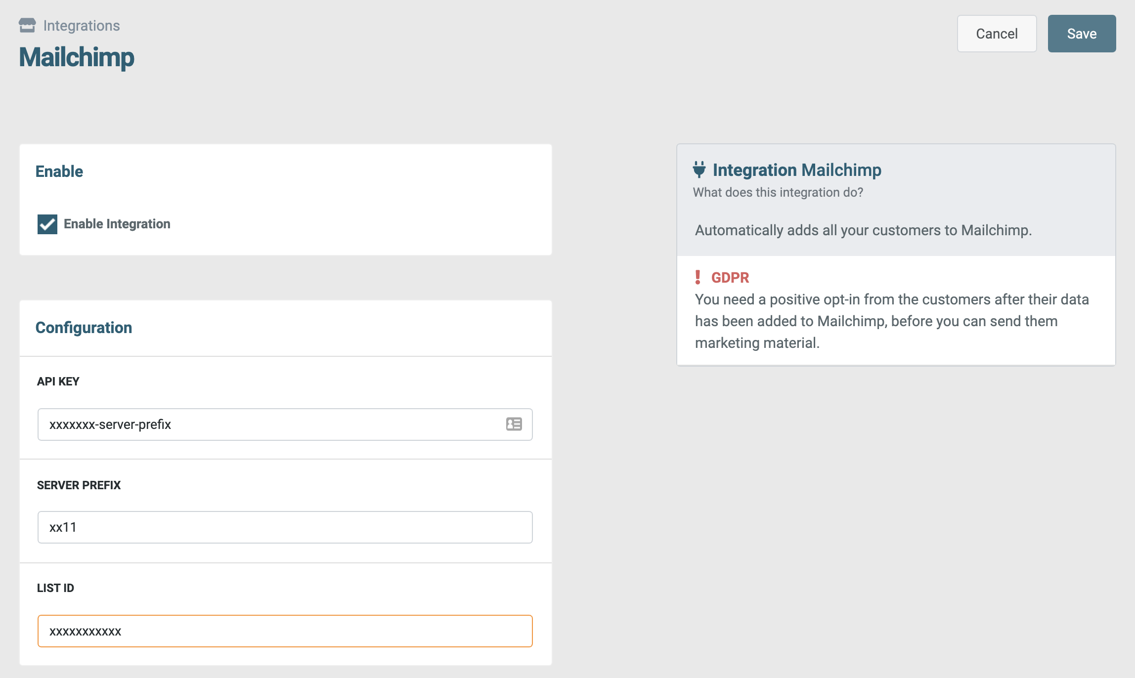 Mailchimp Integration