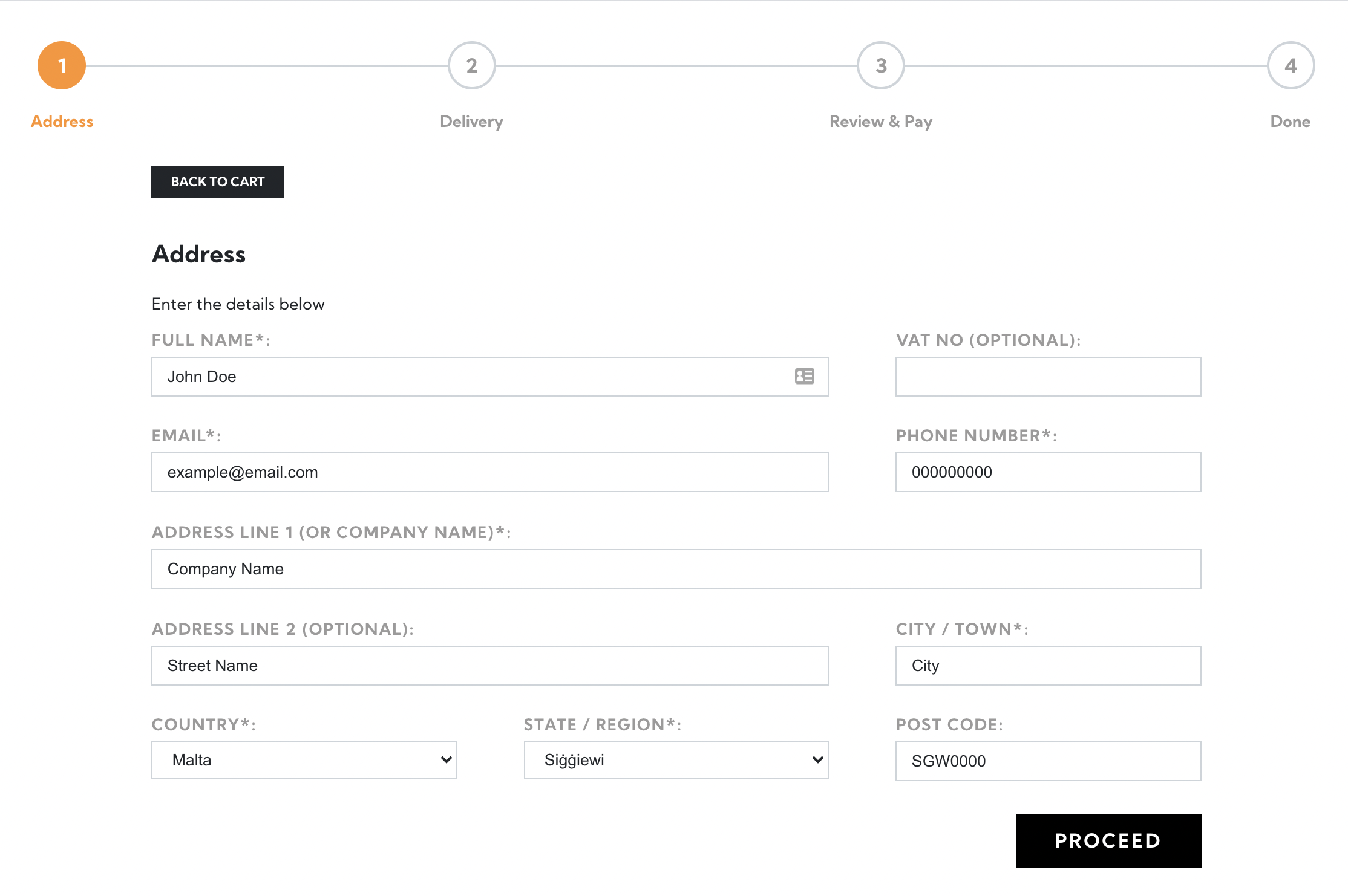 Lifeboat new checkout design - Address Step