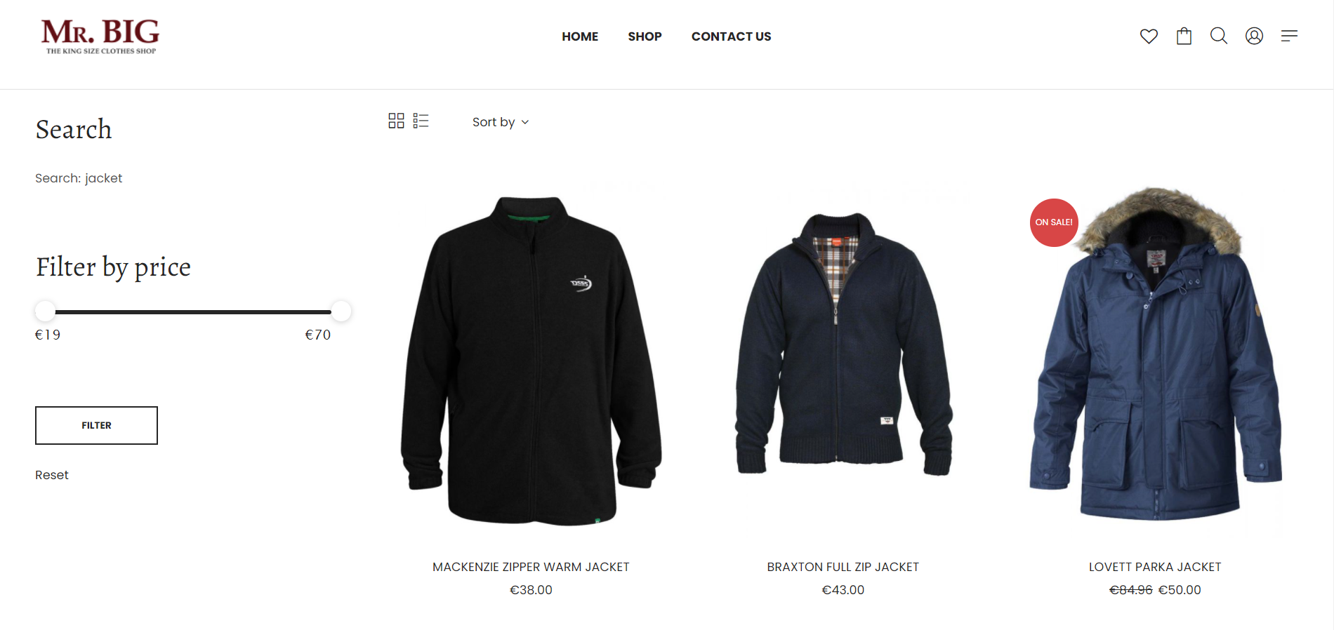 Mr.Big Clothing online shop preview